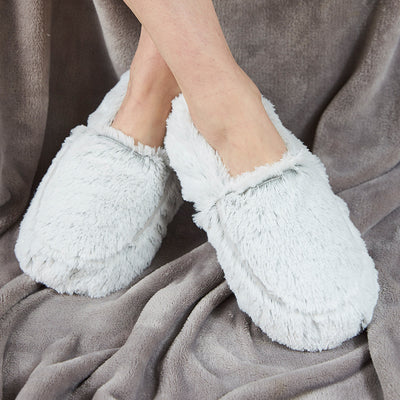 Warmies® Fully Microwaveable Plush Slippers Marshmallow Grey, Heatable Soft Cuddly Slippers With Relaxing Lavender Scent