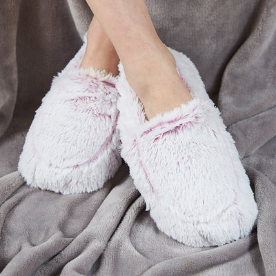 Warmies® Fully Microwaveable Plush Slippers Marshmallow Pink, Heatable Soft Cuddly Slippers With Relaxing Lavender Scent